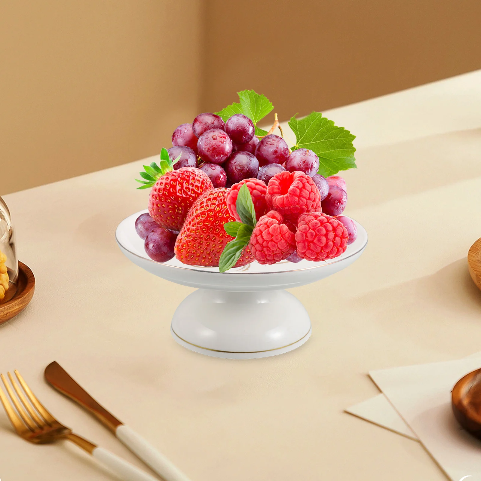 

Ceramic Fruit Plate 6Inch Lotus Design Footed Bowl Worship Offering Decorative Large Serving Tray Fruits Snacks