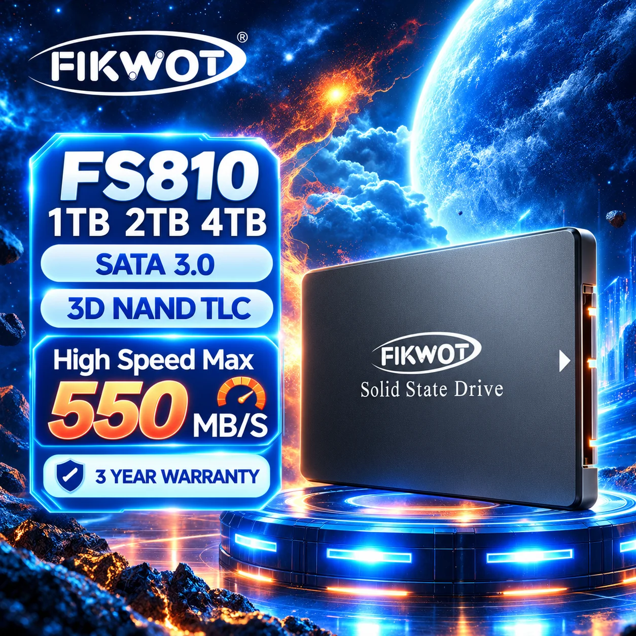 Fikwot FS810 SATA SSD 4TB 2TB 1TB 512GB 256GB 128GB SATA3 2.5Inch Hard Drive SATA Internal Solid State Drive for Laptop Desktop
