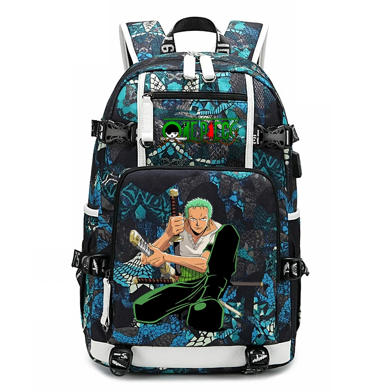 One Piece Zoro Printed School Backpack Large Capacity Student Bookbag for Kids Teens Lightweight Travel Daypack