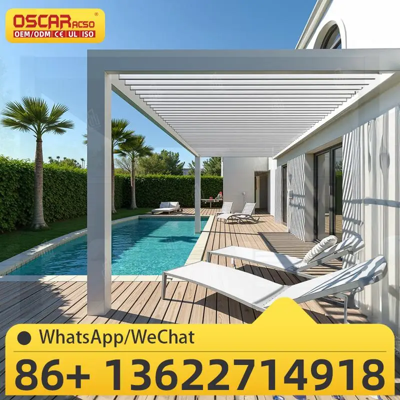 

Retractable Canopy Sun Shade Automatic Aluminum Structure for Patio Garden pergola