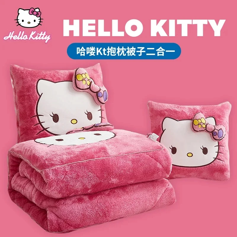 Miniso-Manta de almohada de punto Kawaii para niños, almohada de peluche de Anime, manta de siesta engrosada, regalo de vida, juguete para niñas, 2 en 1