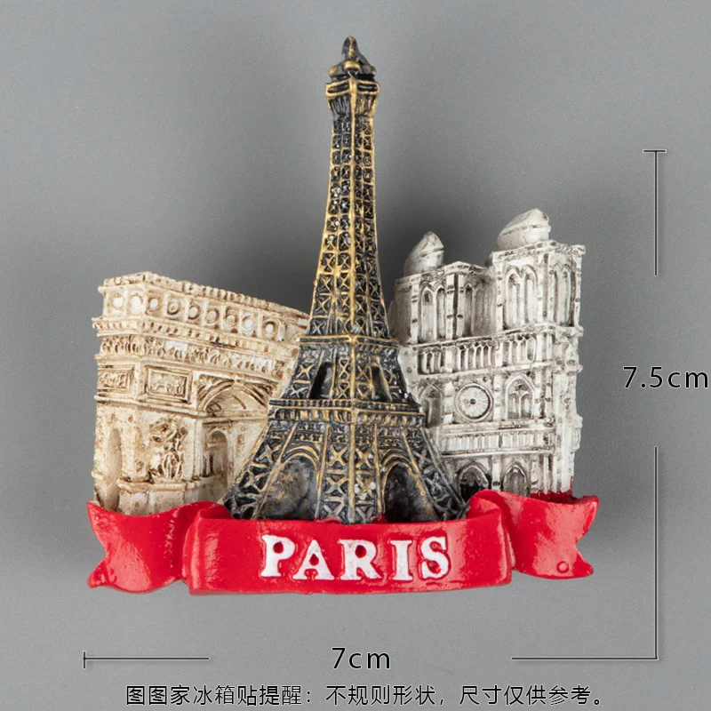 Aimants de réfrigérateur 3D en résine du Louvre en France, autocollants magnétiques, souvenir de la 