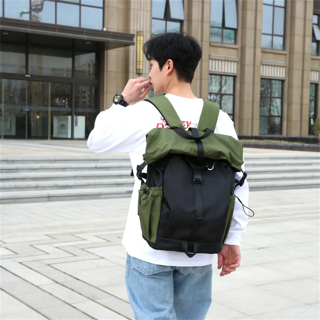 2026 New Lightweight Nylon Roll-Up Backpack Waterproof Daily School Bag Multi Side Pockets Travel Hiking Rucksack Unisex