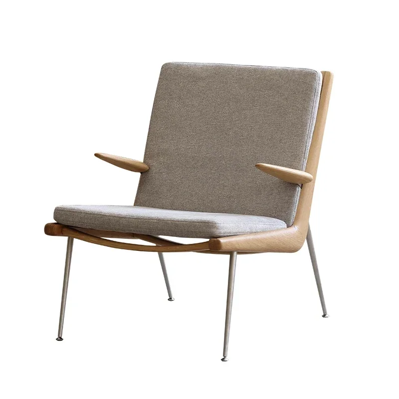 Single simple leisure imported oak metal warp sofa chair