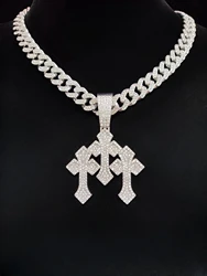 2024 New Arrived Hip Hop Cross Pendant Necklace Men Women Chain Iced Out Bling Cuban Necklaces HipHop Jewelry Fashion Gift