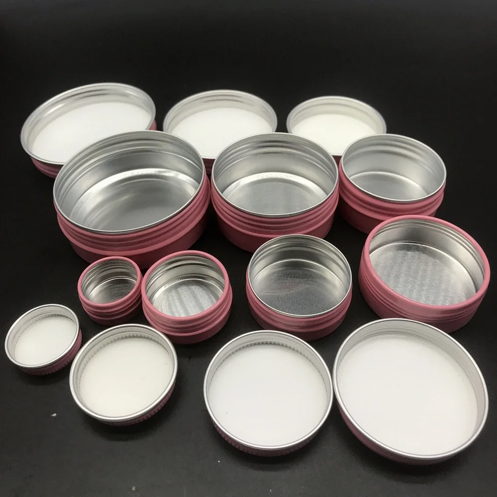 

50ps High Quality Pink Empty Aluminum Pot Jars Cosmetic Containers With Lid Eye cream hair conditioner Tin Cosmetic Metal