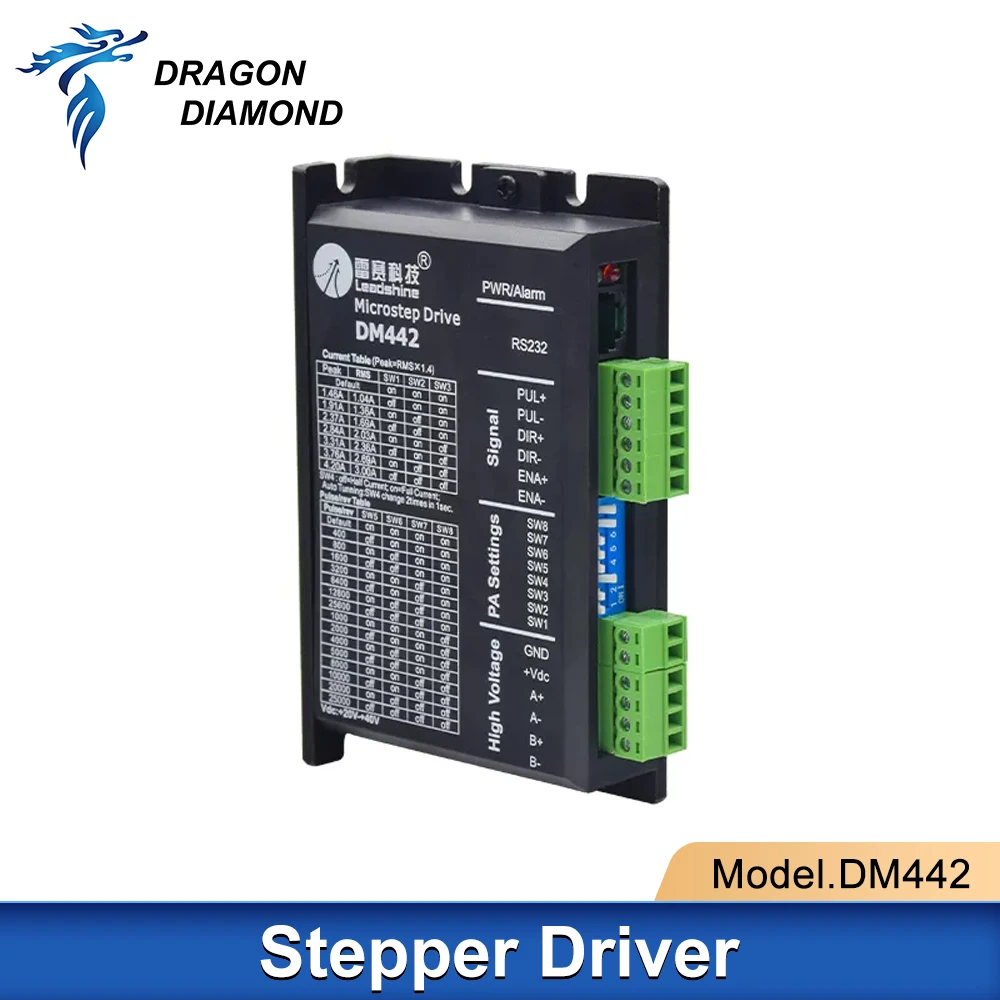 DRAGON DIAMOND Leadshine Stepper Driver DM442 2 Phase Driver Voltage 20~40VDC Current 1.0~4.2A For Laser Engraver