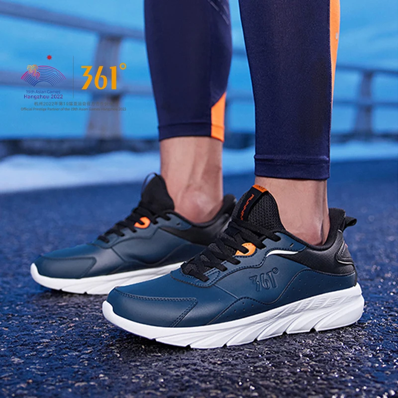 

361 Degrees NEW Men Running Sport Shoes Cushioning Leather Surface Breathable Lightweight Conventional Sneakers Male 672142226