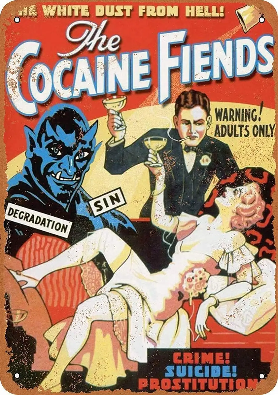 Kexle 8x12 Metal Sign - Cocaine Fiends - Vintage Retro Wall Decor Art sign