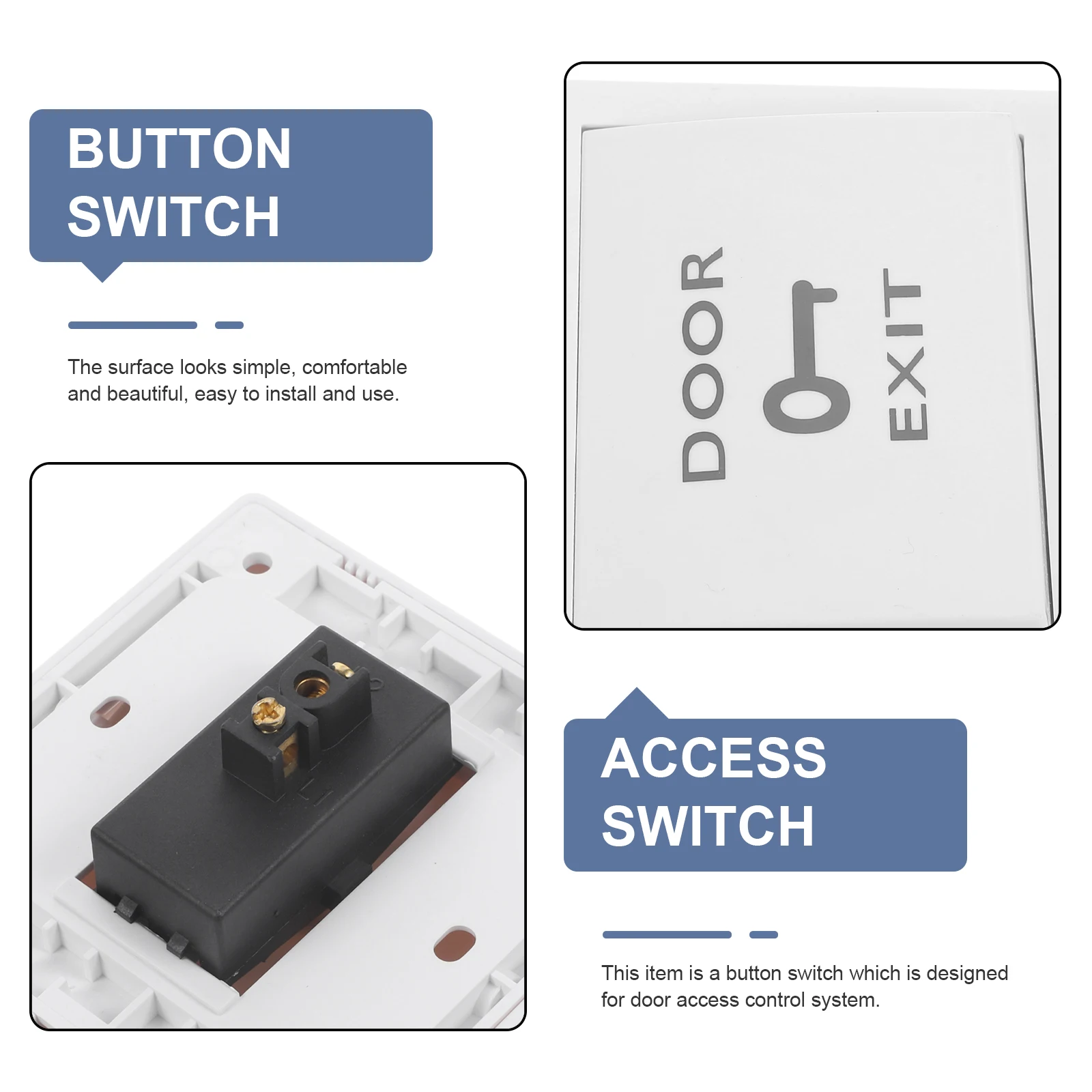 

Door Exit Button 86X86Mm White Push Release For Access Control System Dc36V/3A No/Com Hard Plastic Panel 500000 Cycles