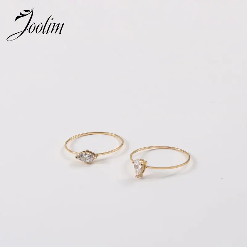 Joolim Jewelry High End PVD Tarnish Free Versatile Fashion Super Fine Irregular Zirconia Stainless Steel Finger Ring for Women