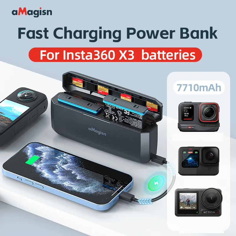 

Recharger for Insta360 X3 Battery Fast Charging Mobile Power Charger Sports Camera Accessories