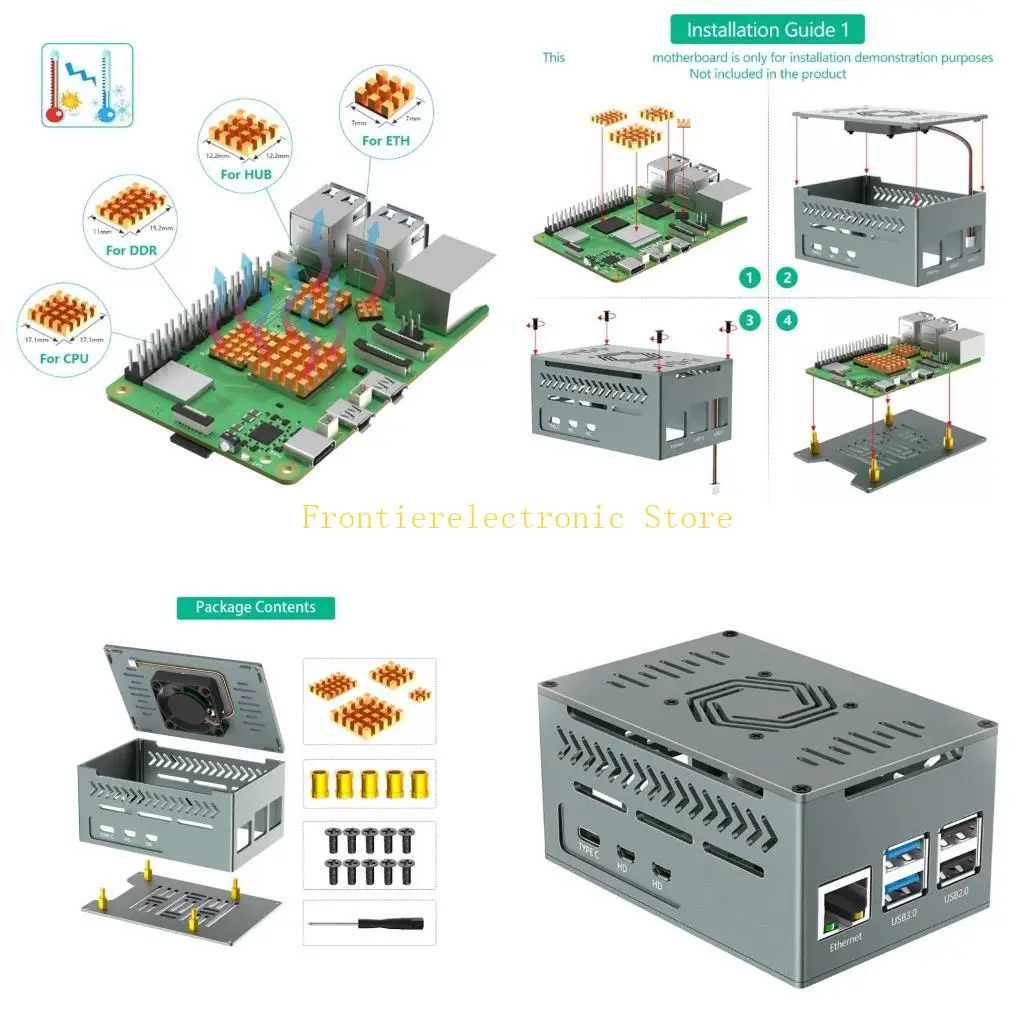 

G8DB Алюминиевый корпус металлический корпус с охлаждающим вентилятором на 5