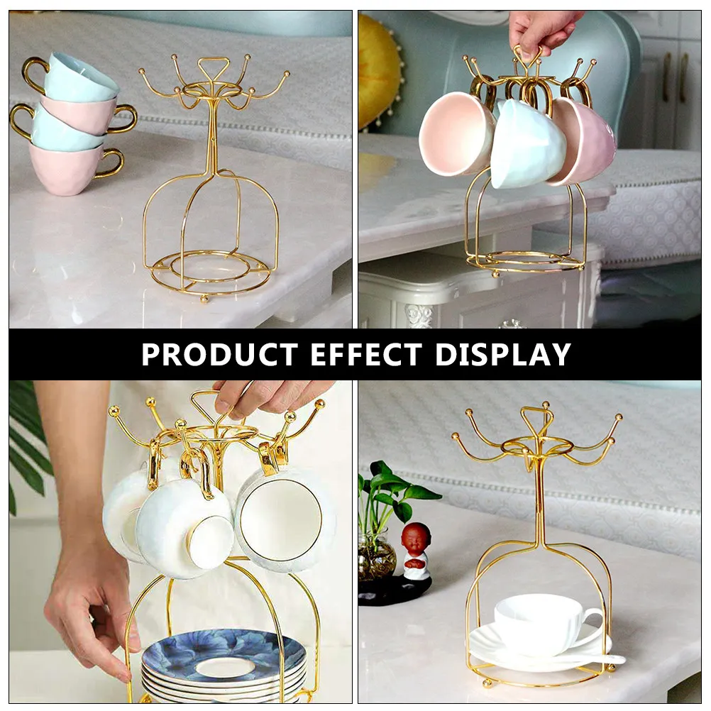 

1Pcs Iron Coffee Mug Rack 6-Claw Freestanding Tabletop Mug Stand for Kitchen Drying Display Organizer Metal Cup Holder Vintage