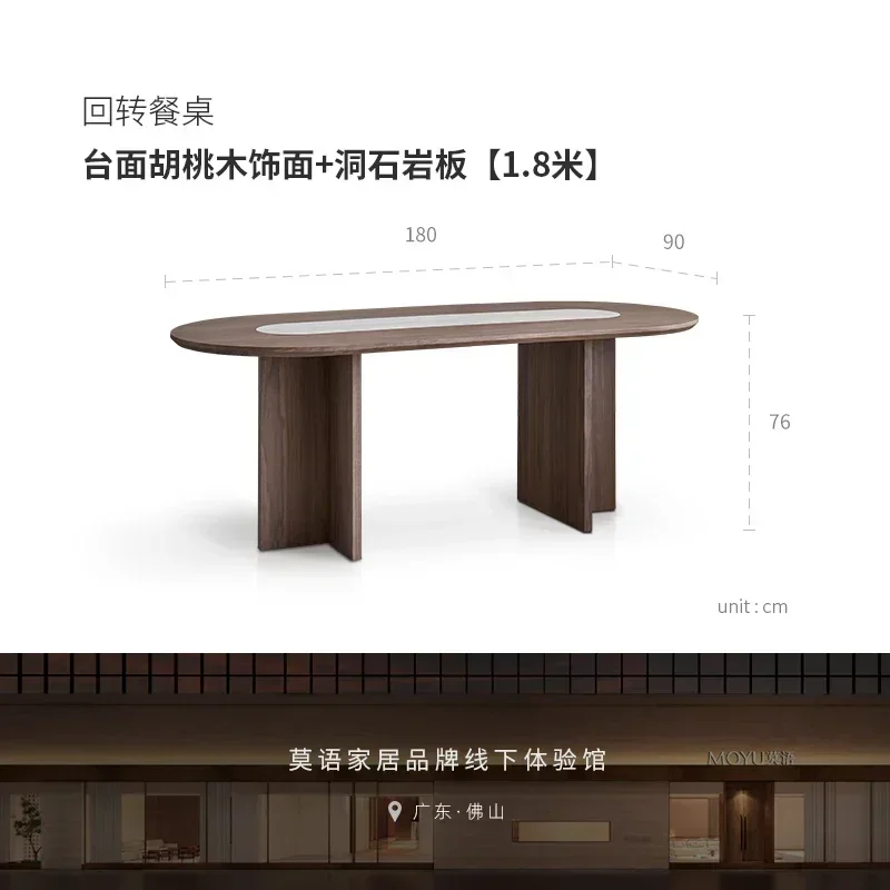 

Medieval Solid Wood Oval Retro Designer Home Walnut Color Travertine Dining Table Table Basse De Jardin Furniture Living Room