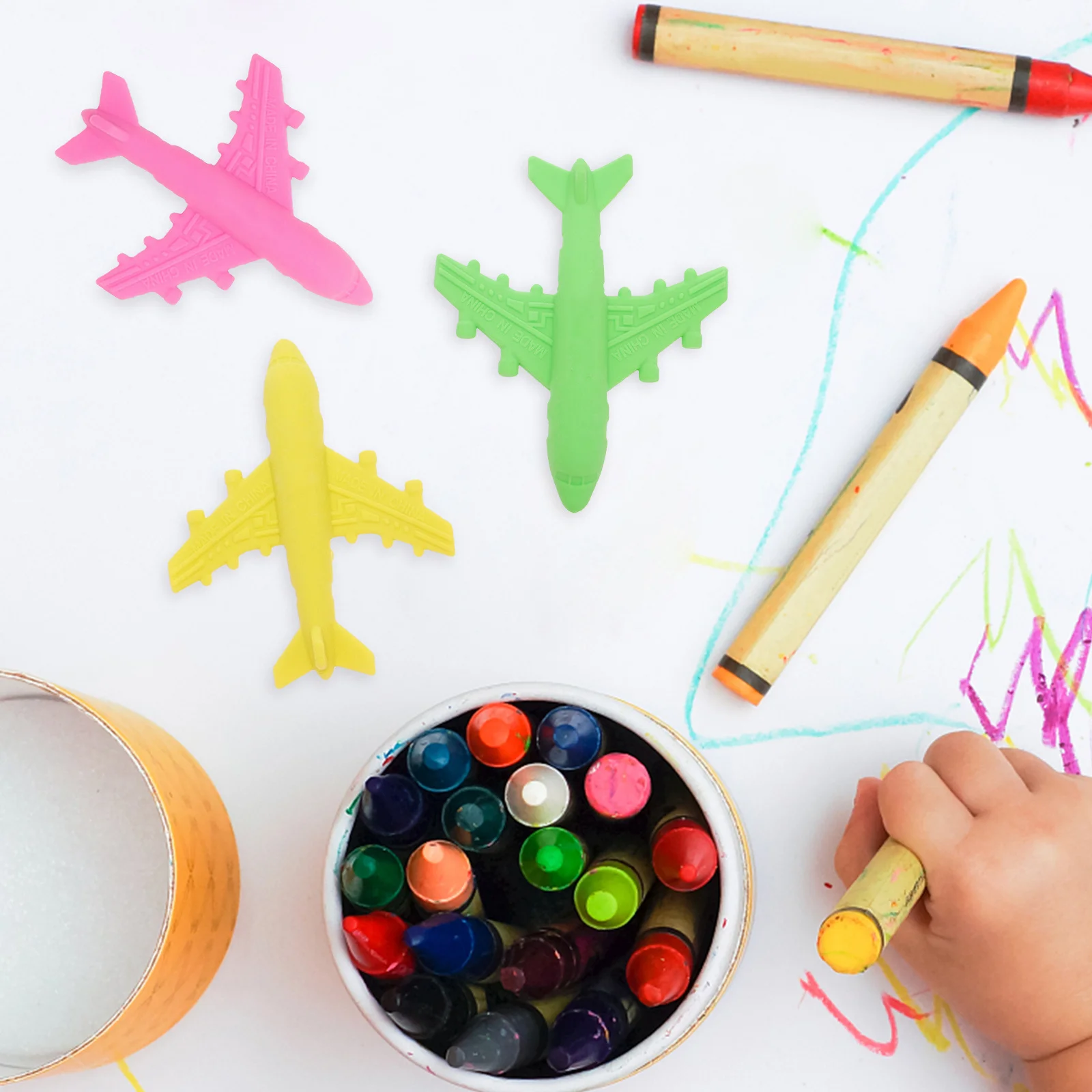 

18Pcs Airplane Erasers Cartoon Style School Supplies Kids Stationery Design Erasers Classroom Rewards Party Favors