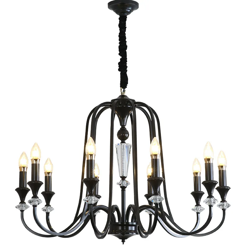 

American retro candle chandelier living room dining room bedroom simple wrought iron