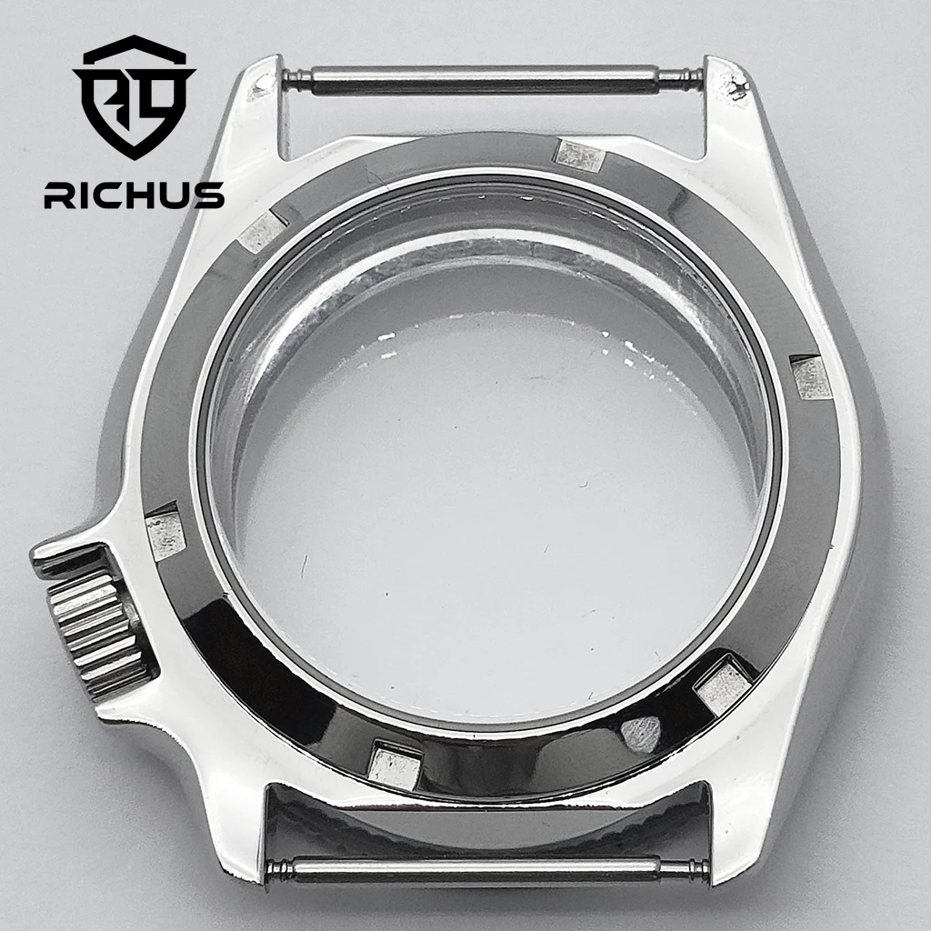 Cassa per orologio RICHUS NH35 Cassa per orologio da 37 mm Corona alle 4 con lunetta in vetro zaffiro adatto al movimento NH34 NH35 NH36