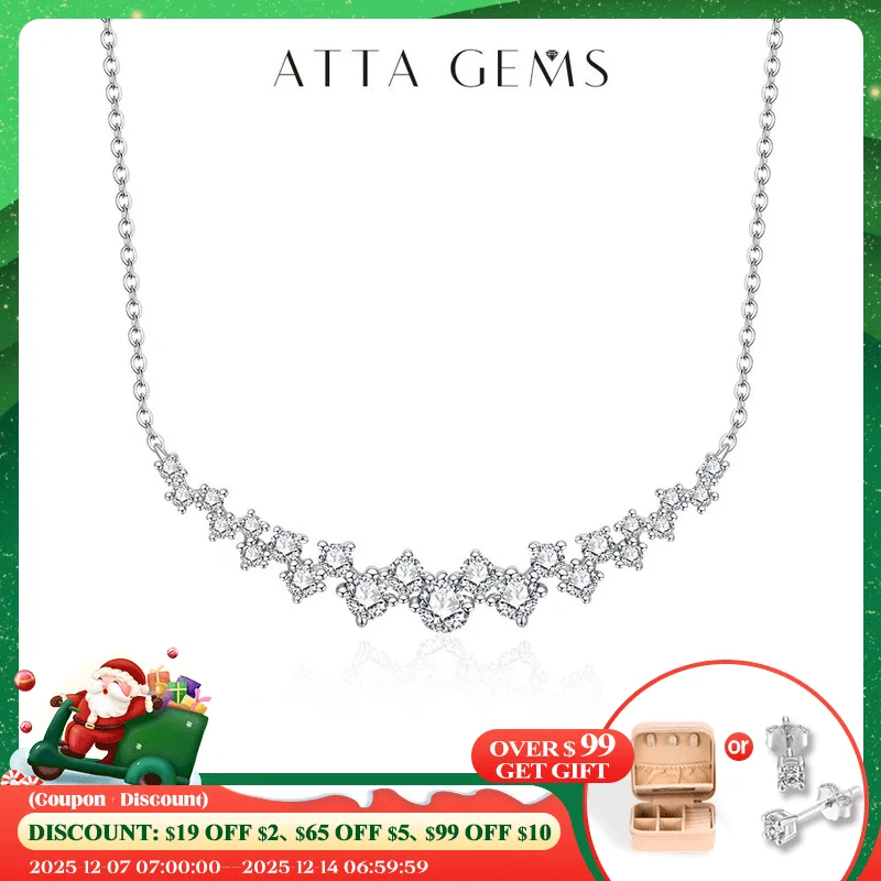 

ATTAGEMS D VVS1 Color Luxurly Moissanite Necklace for Women Silver 925 Yellow Gold Plated Pendant for Wedding Anniversary Gift