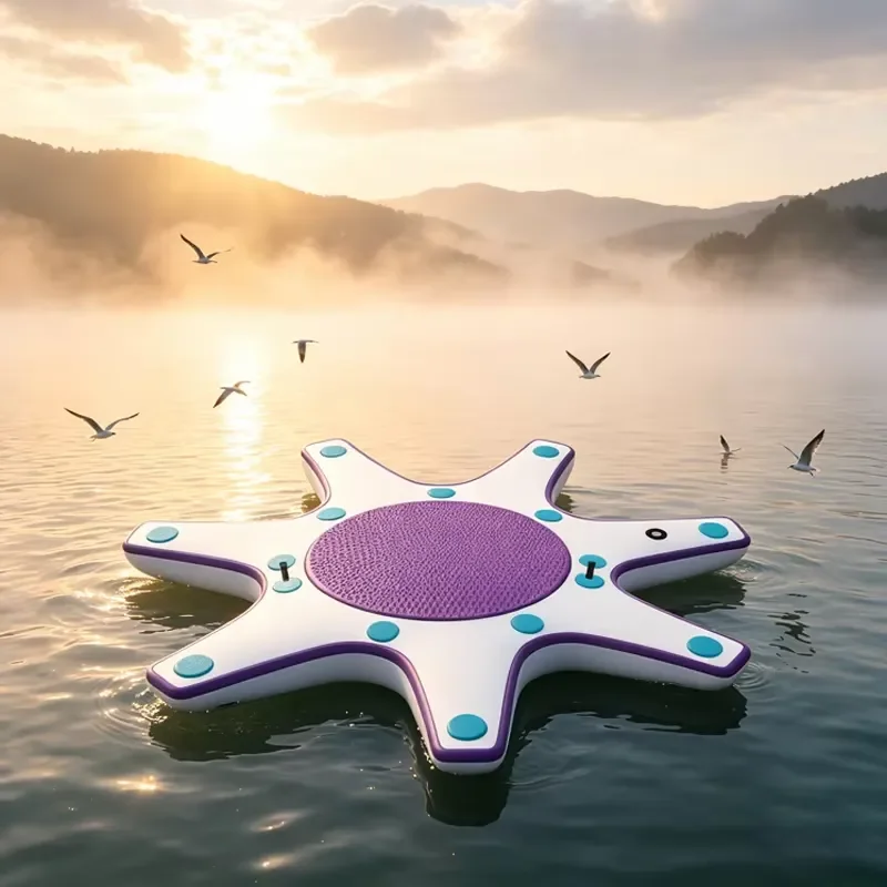 Inflatable  Yoga Floating Fitness Platform Connectable Aqua Mat for Gym Training, Pool & Lake Recreation