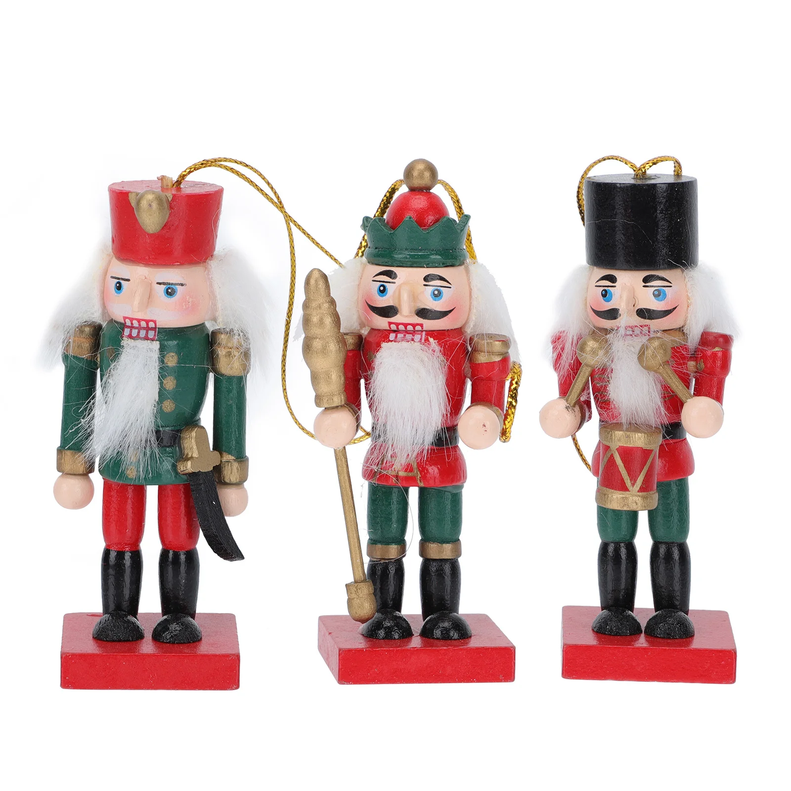 3 Pcs Nutcracker Cartoon Christmas Decor Pendant Xmas Pendants Ornament Natural