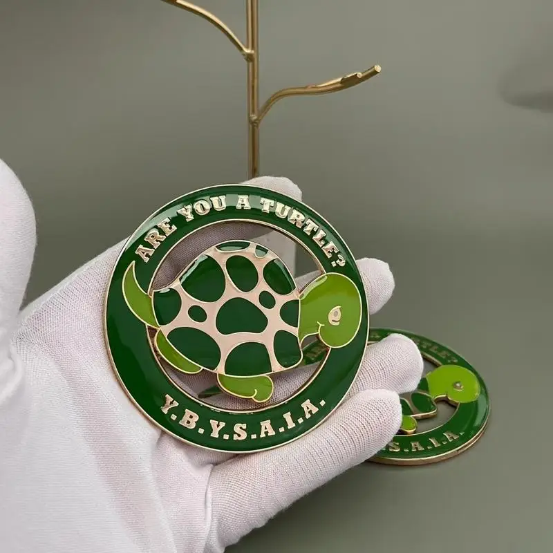 Épinglette maçonnique YBYSAIA « Are You A Turtle » – Badge en métal vert pour emblème de voiture, artisanat maçonnique pour la charité