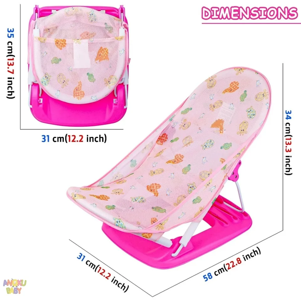 2in1 Baby Bath Seat Foldaway 3 Position Bather Anti-Slip Baby Beach Chair fit 0-6 Months up to 10kg Toddler Tub Chair for Sink view 6