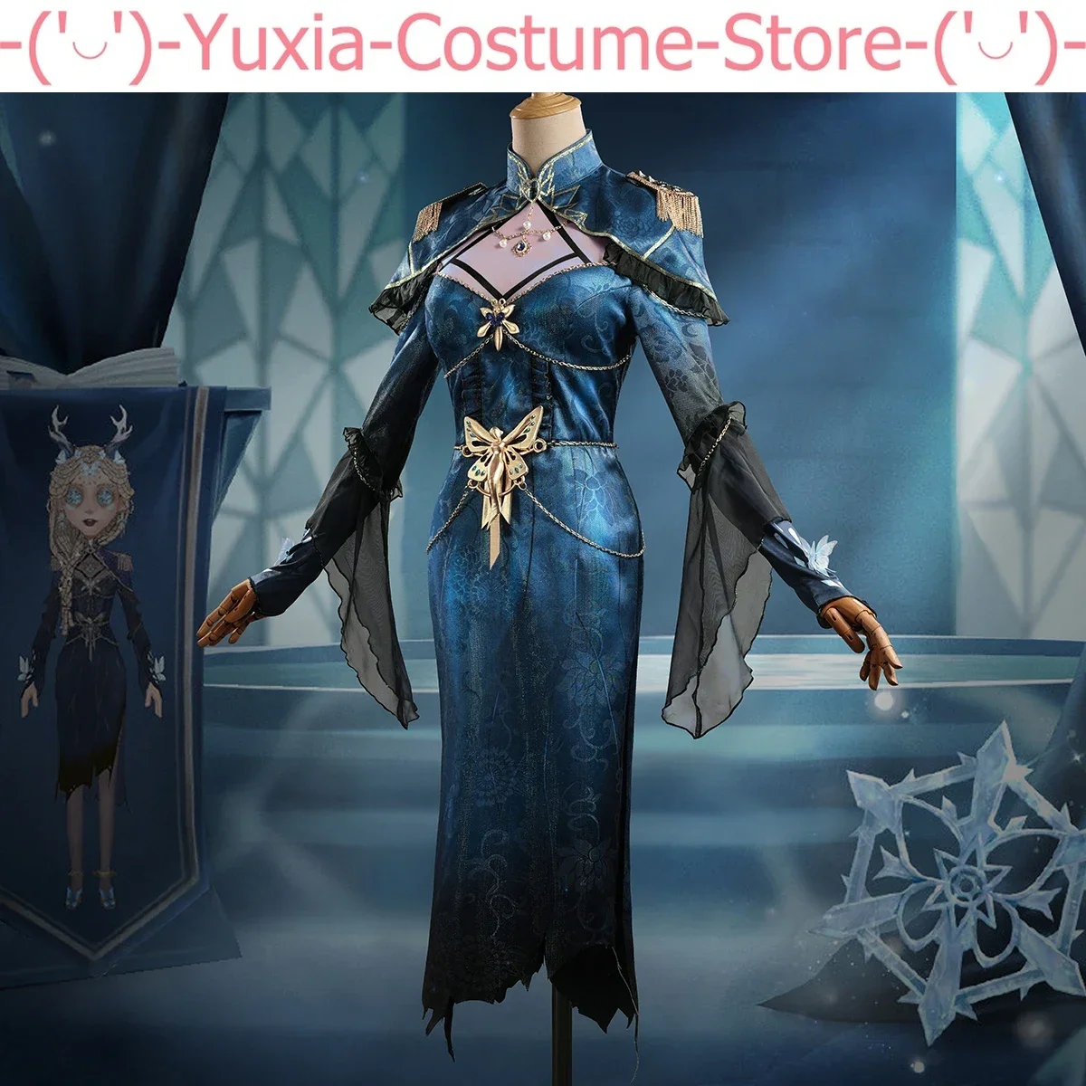 Anime! Identity V Fiona Gilman Ice Butterfly QiZhen Fashion Game Suit Gothic Dress Uniform Cosplay Costume Halloween