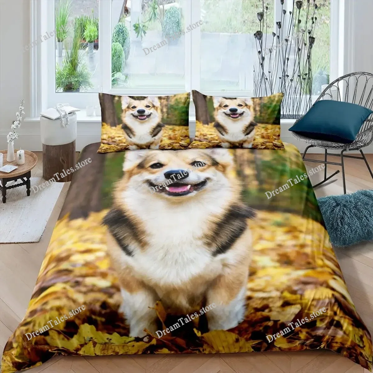 

Corgi Duvet Cover Set King Queen Size Polyester Comforter Cover for Kids Boys Girls Bedding Set with Pillowcase Cute Kawaii Dog7