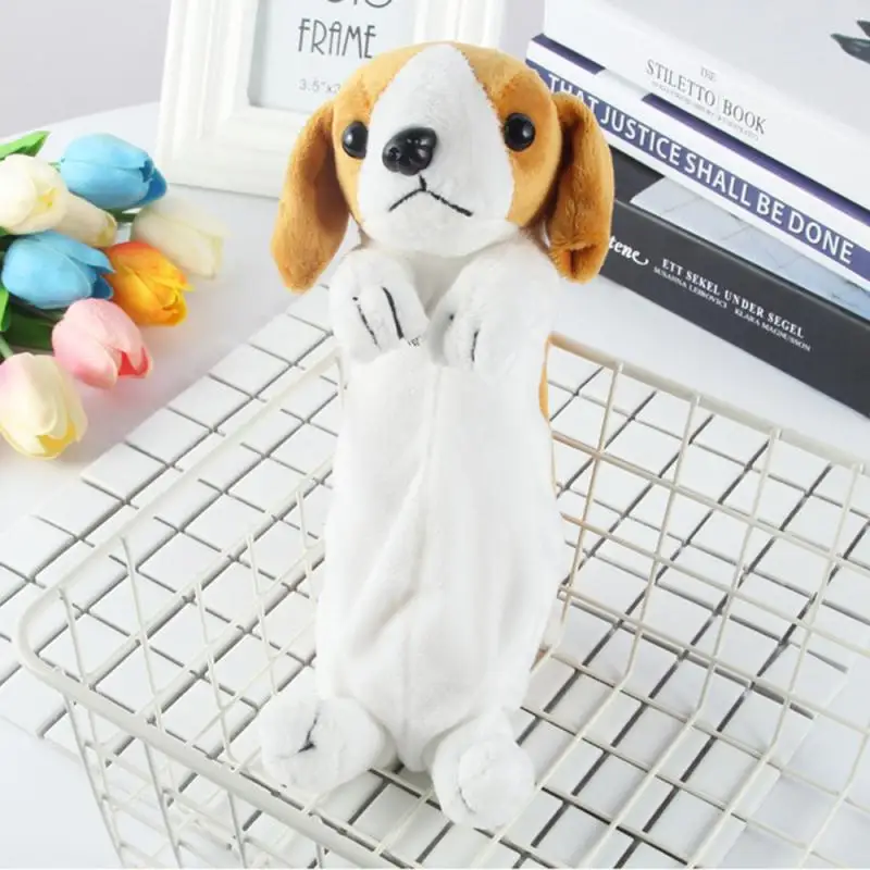 Stationery Pencilcase Cartoon Plush Dog Pencil Bag Animal Pen Bag School Supplies for Kids Creative Pencils Pouch