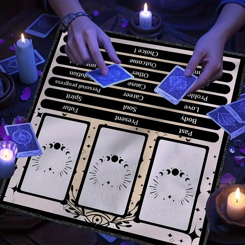 VIKAMA Multi Layout Three in One Tarot Card Array Cloth, Ceremony Altar Mat for Divination