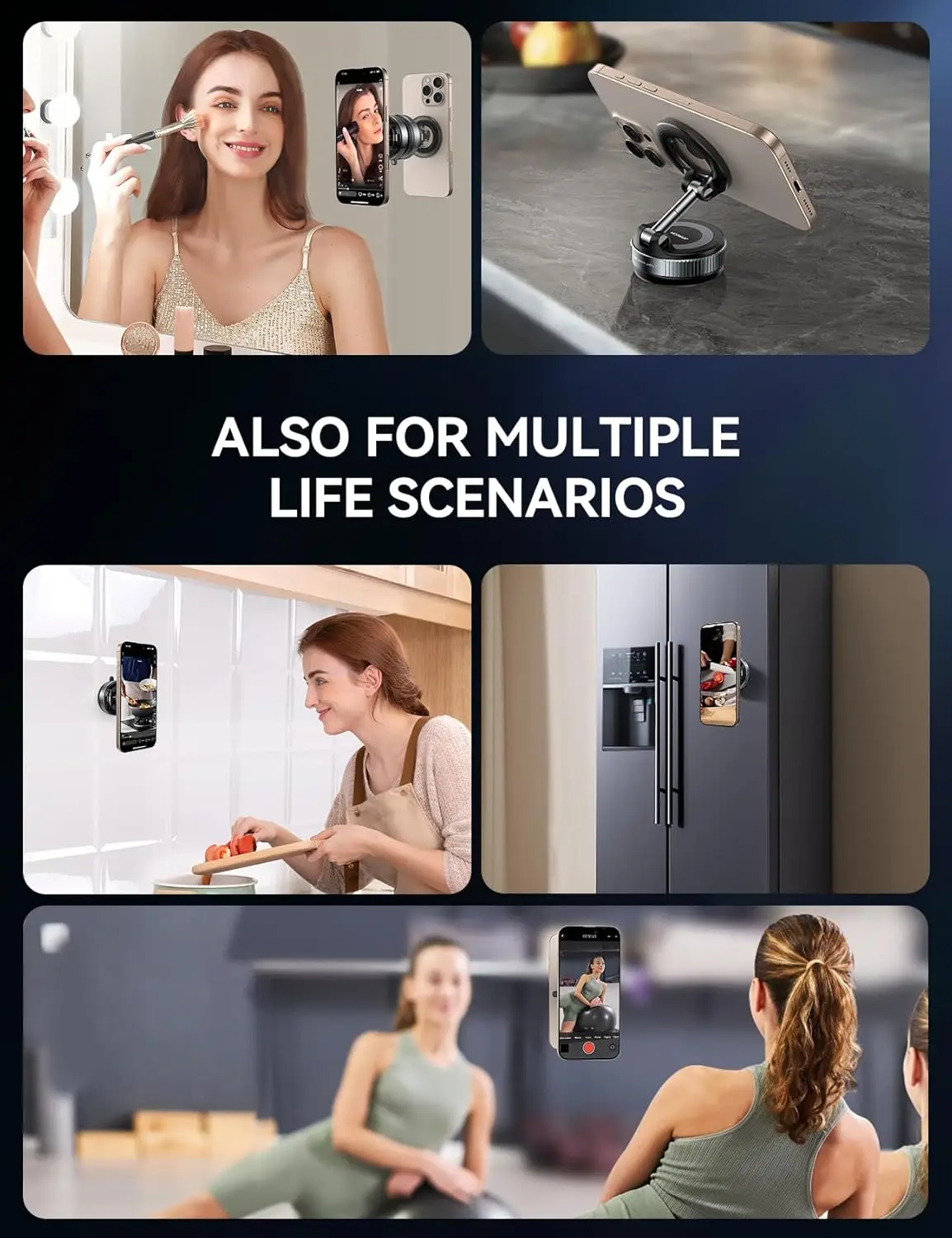 맥세이프 흡착식 휴대폰 거치대 차량용 진공 자석 휴대폰 홀더 360도 회전 °   안드로이드 마그세이프 케이스용 메탈 스트럿 마그세이프 차량용 거치대