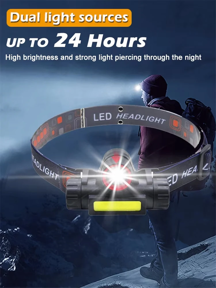 AliExpress NONE 500LM COB LED Motion Sensor Headlamp USB Rechargeable Waterproof Head Flashlight Outdoor Camping Cycling Hiking Fishing Lamp