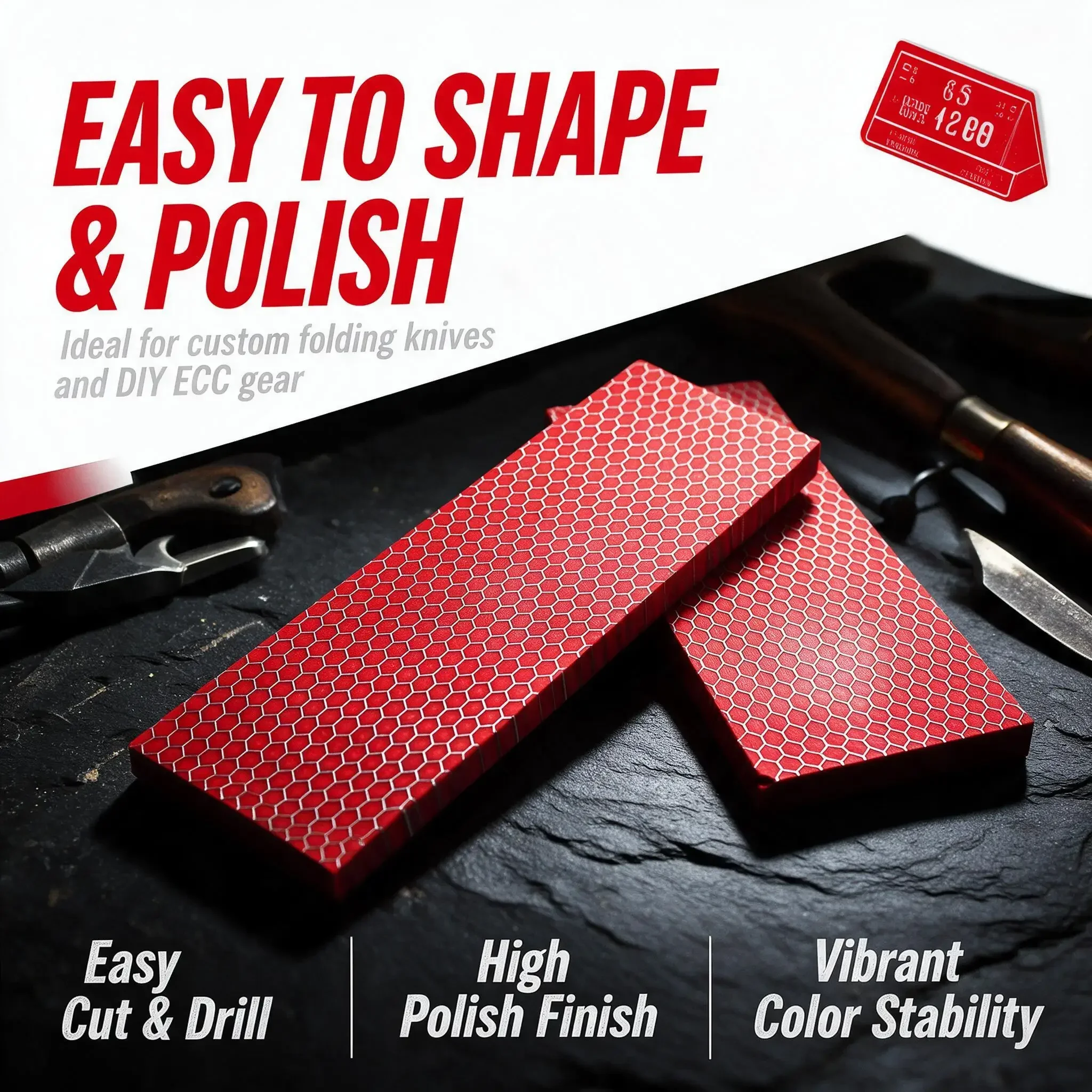 1PC DIY Handle Replacement Snake Skin Texture Material Red Resin Honeycomb Patch Accessory Tool Handle Replacement Material