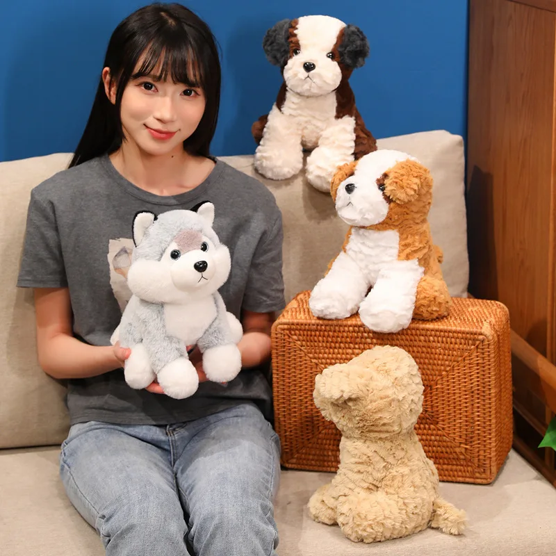 

Lifelike Pet Dog Plush Toy Husky Poodle St. Bernard Dog Doll Stuffed Animal Toy Children's Companion Toys Kid Birthday Gift