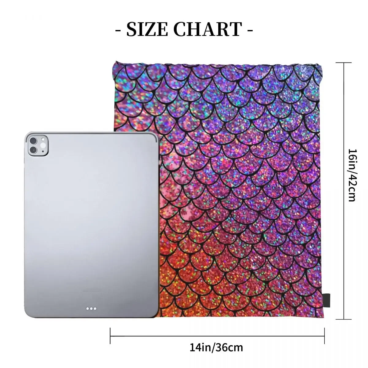 Colorful Glitter Mermaid Scales Backpack Portable Drawstring Bags Drawstring Bundle Pocket Sundries Bag BookBag For Man Woman