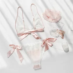 Japanese Underwear Set Women Bra Panty Underwear Suit Wire Free Satin Bra Shorts Set Lingerie Women Brassiere Bra and Panty Set