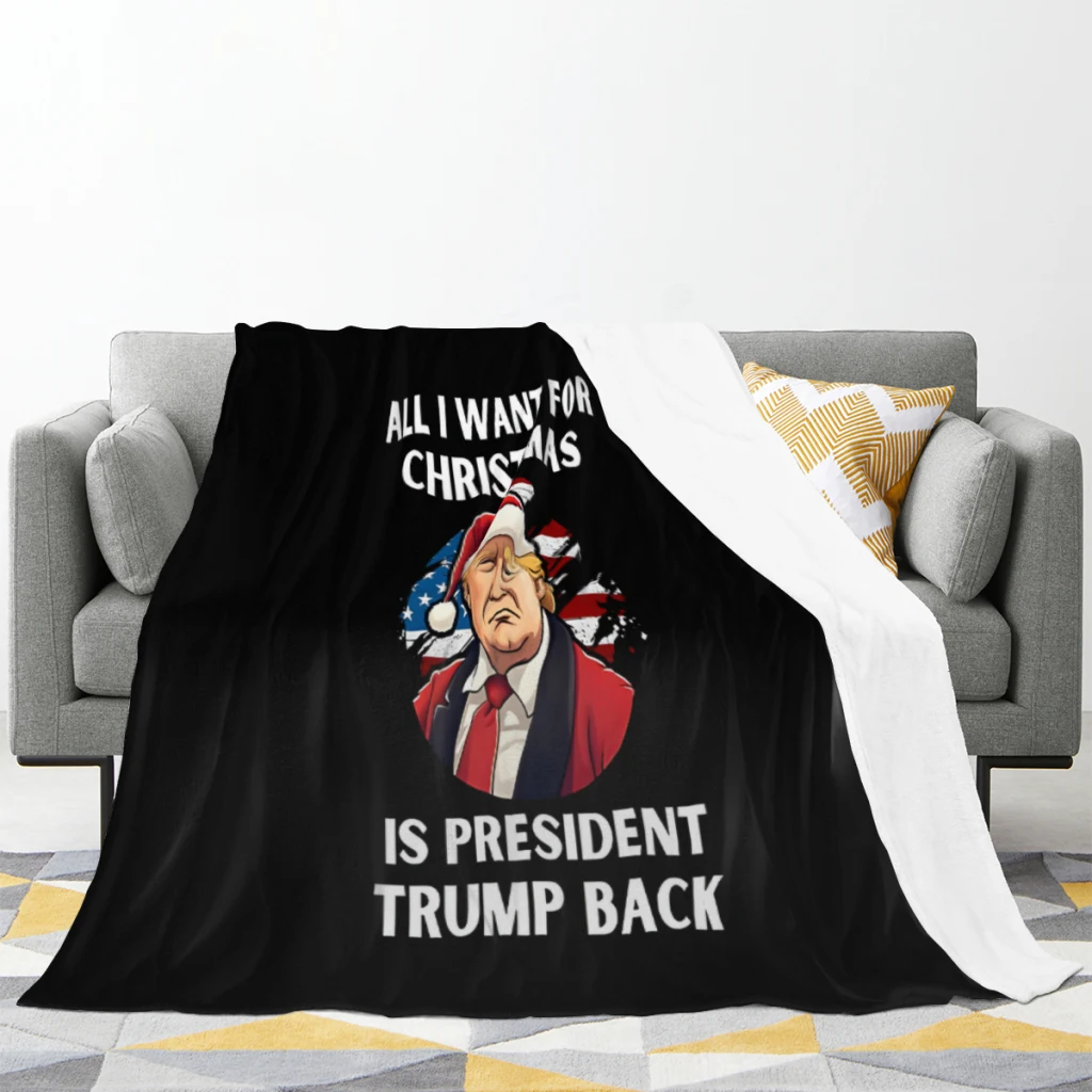 Santa Trump All I Want For Christmas Is President Trump Back Medium Blanket Fluffy Soft Bedroom Decor Sofa Blankets