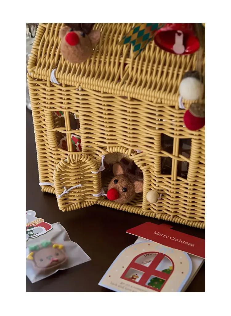 yesChristmas Creative Gift Box Packaging Box Imitation Rattan Baking Cookies Toffee Fruit Snowflake Crisp Gift Empty Box