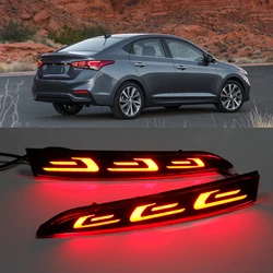 2PC Led Rear Bumper Reflector Light For Hyundai Solaris Accent 2017 2018 2019 2020 2021 Fog Lamp Brake Driving Turn Signal Light