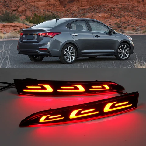 2 шт., светодиодные фонари для заднего бампера Hyundai Solaris Accent 2017 2018 2019 2020 2021