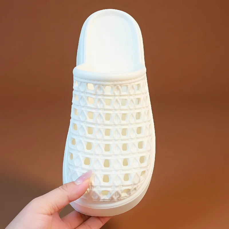 Image 4: Mules compensées épaisses à plateforme de 7 cm pour femme, perforées et respirantes, rehaussant la silhouette, parfaites pour l'été