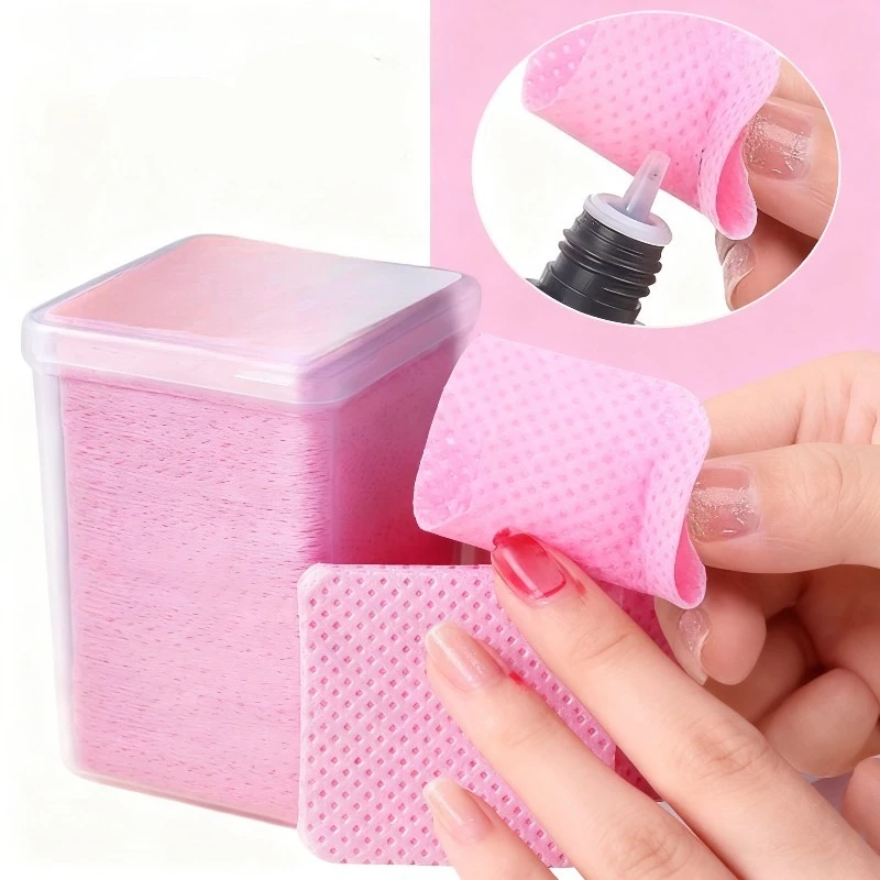 1/2 boîtes blanc rose ongles coton tampons ongles coton tampons serviettes de nettoyage boîte pied réparation essuyage outils de nettoyage