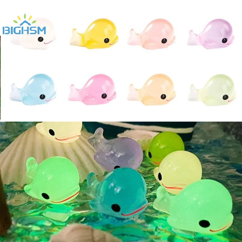 1Pcs Luminous Little Dolphin Marine Animal Ornament Glow Pendant Micro Garden Craft Resin Landscape Fish Tank Decoration