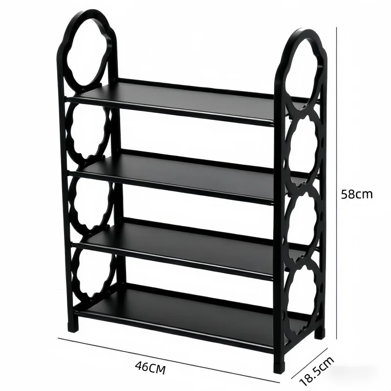 رف أحذية مكون من قطعة واحدة مكون من 4 طبقات، رف تخزين متعدد الوظائف، منظم أحذية وأحذية قائم على الأرض، حامل بلاستيكي، سهل التجميع وموفر للمساحة، مناسب لمدخل الباب الأمامي والردهة وغرفة المعيشة والممر