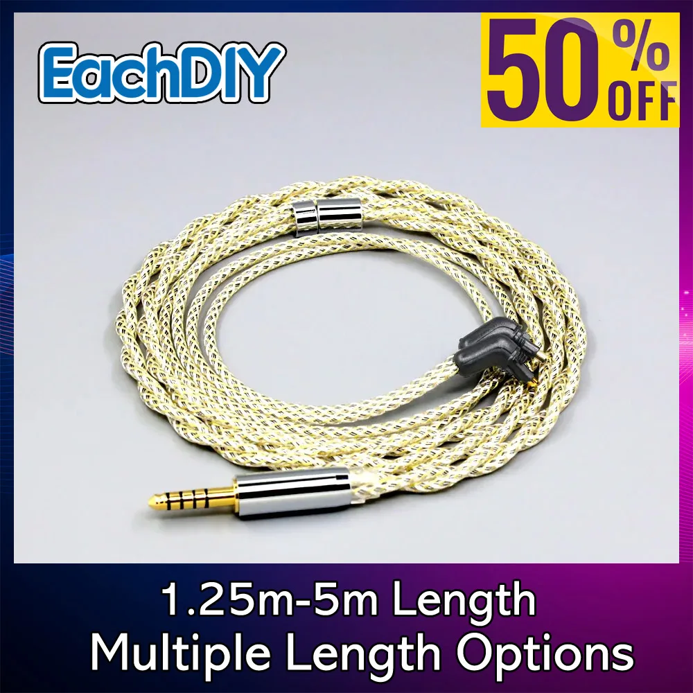 Экранирующий серебряный кабель для наушников OCC для Sony MDR-EX1000 MDR-EX600 MDR-EX800 MDR-7550 TypeS 23AWG Litz 8936