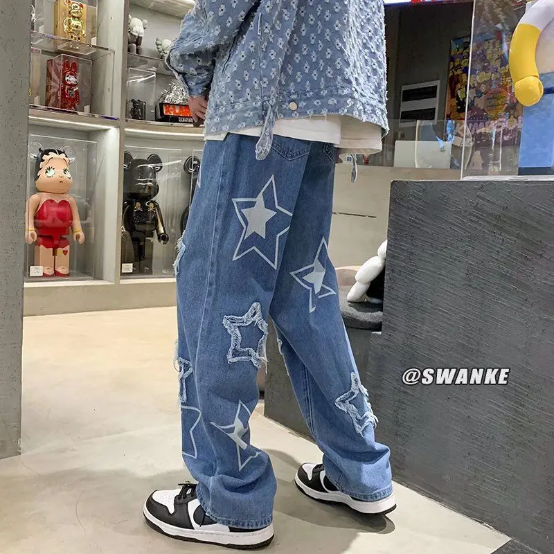 Men\'s jeans Neutral Wide Leg Denim Trousers Loose Straight Men Jeans asthetic Man Jeans Pants for boy Casual Baggy hip hop 2023