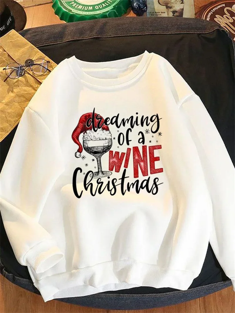 Women Merry Christmas Print Round Neck Hoodies Casual Graphic Design Pullover Trendy Sweatshirt Casual Festival Cloth as Gift