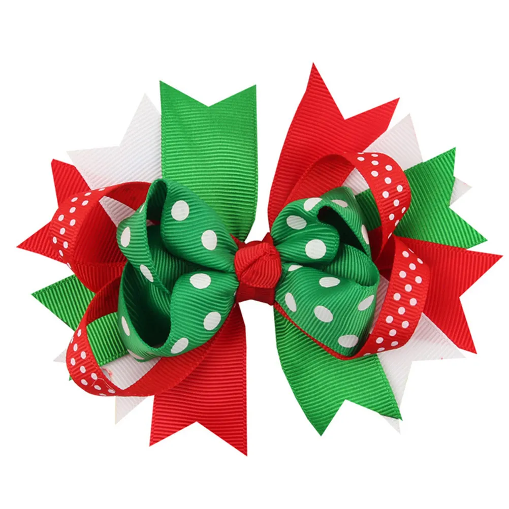 

2Pcs Christmas Hair Clips for with Bowknot Design Grosgrain Ribbon Holiday Hair Accessories Comfortable Non-Slip Clamping