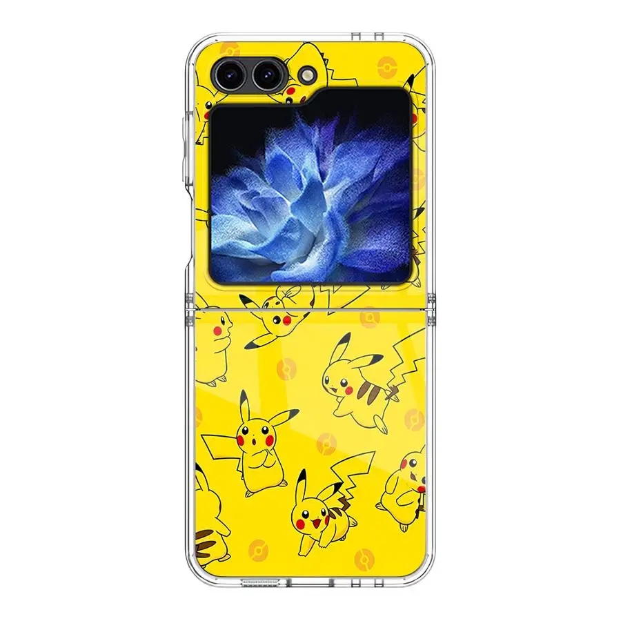 Funda rígida para teléfono Samsung Galaxy ZFlip7 ZFlip4 ZFlip5 ZFlip6 ZFlip3 Z Flip 7 6 5 4 3 lindo Pokemon Pikachus